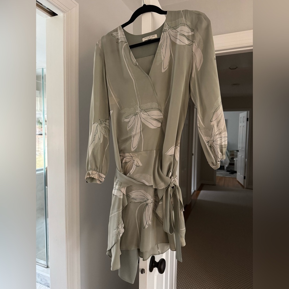Floral Wrap Dress in Sage Green